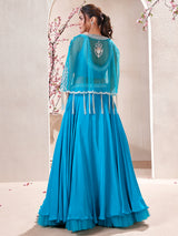 Classic aqua satin lehenga choli