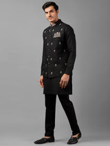 Classic black linen waistcoat set
