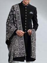 Classic black terry rayon sherwani