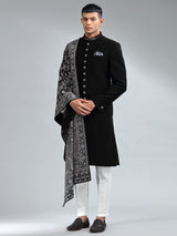 Classic black terry rayon sherwani