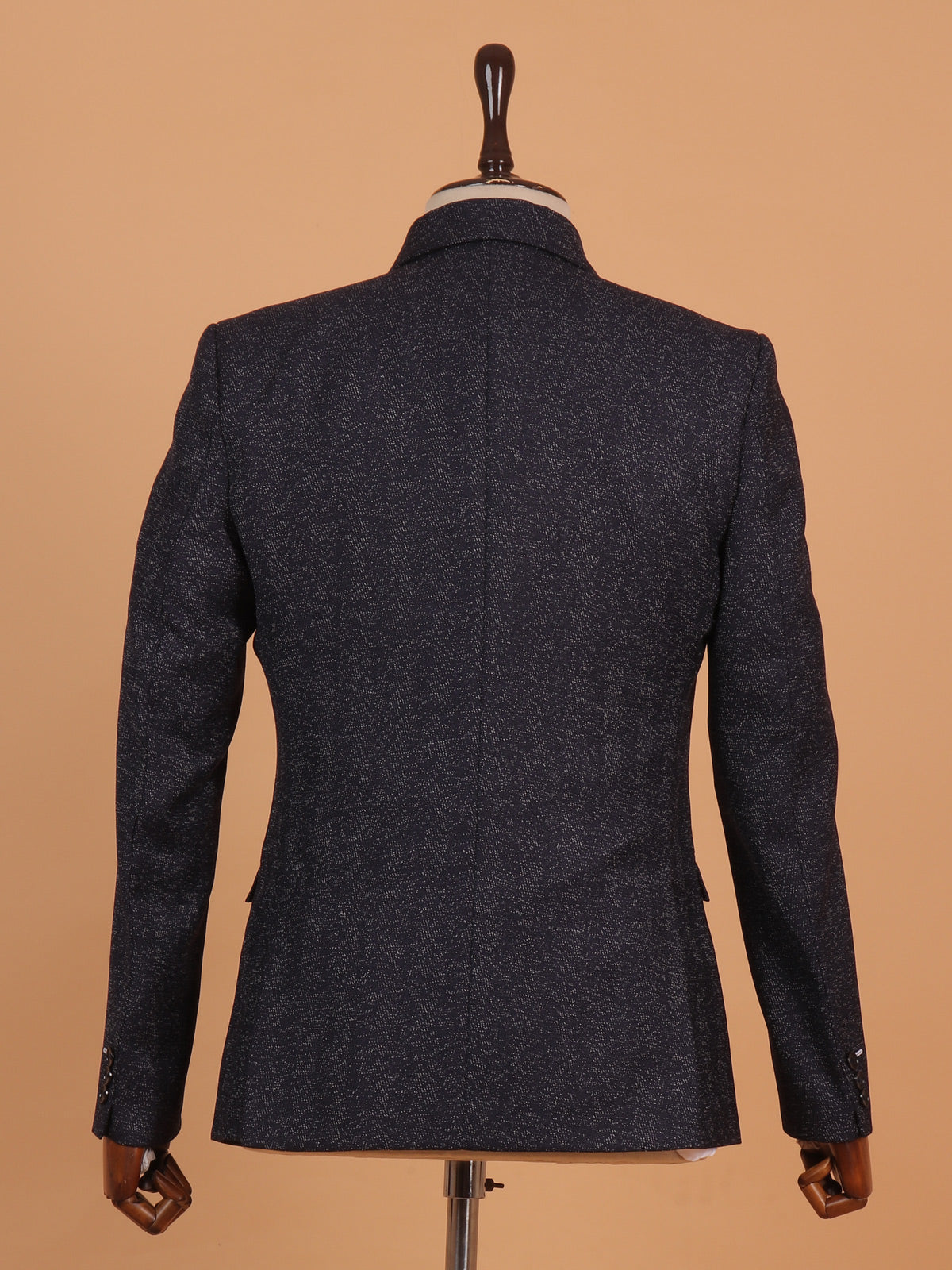 Classic black textured cotton blazer for men