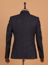 Classic black textured cotton blazer for men