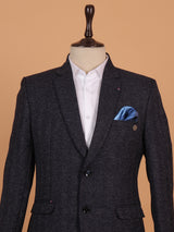 Classic black textured cotton blazer for men