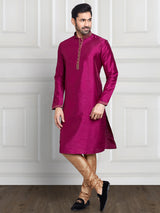 Classic magenta cotton silk kurta suit