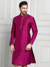 Classic magenta cotton silk kurta suit