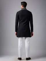 Classic plain black terry rayon indowestern