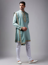 Classic sea green silk kurta suit