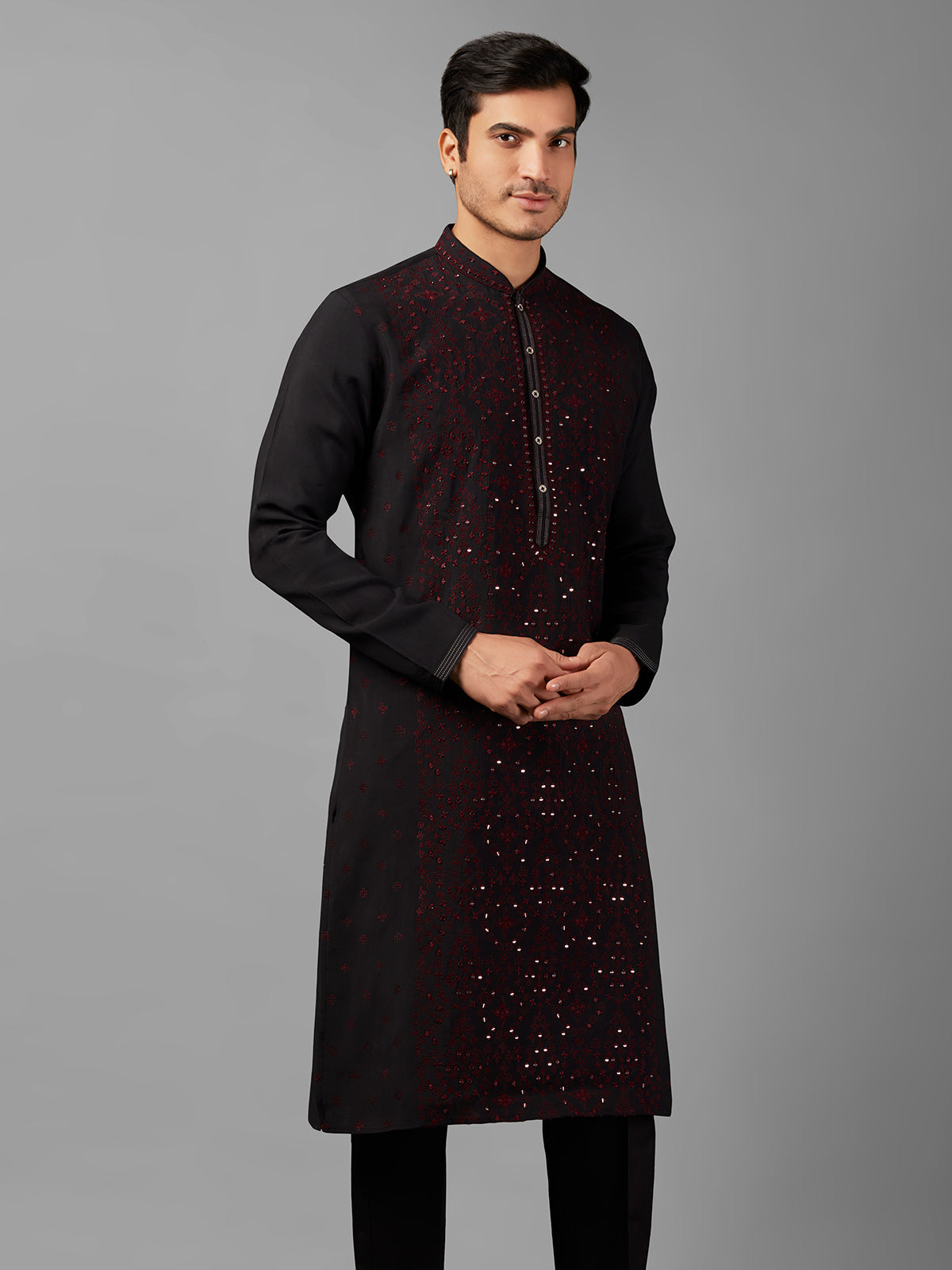 Classic silk black kurta suit