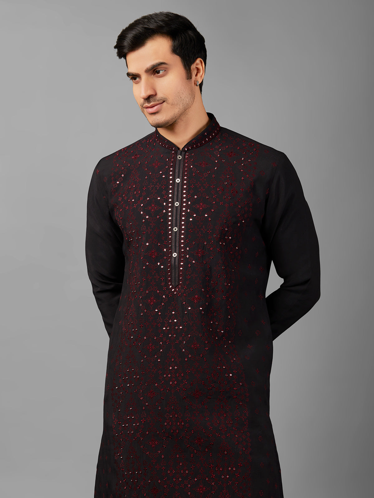 Classic silk black kurta suit