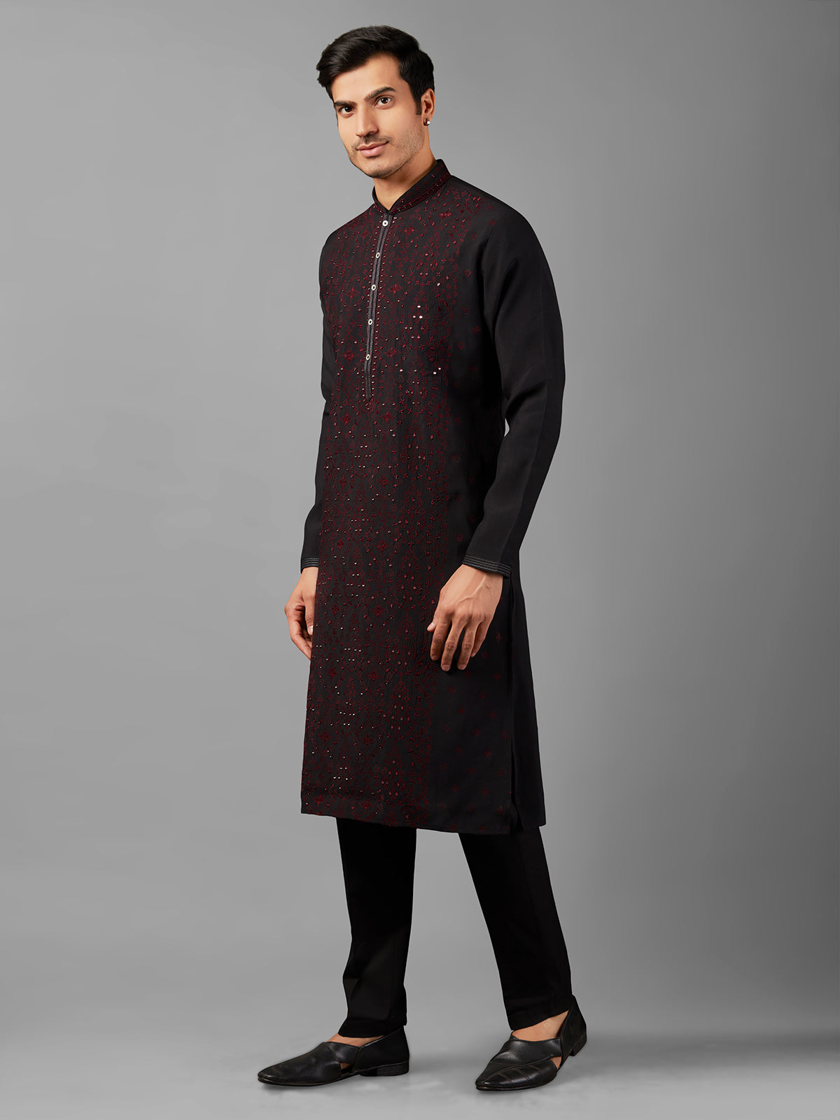 Classic silk black kurta suit