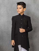 Classic terry rayon black indowestern