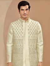 Classy cream indowestern in silk