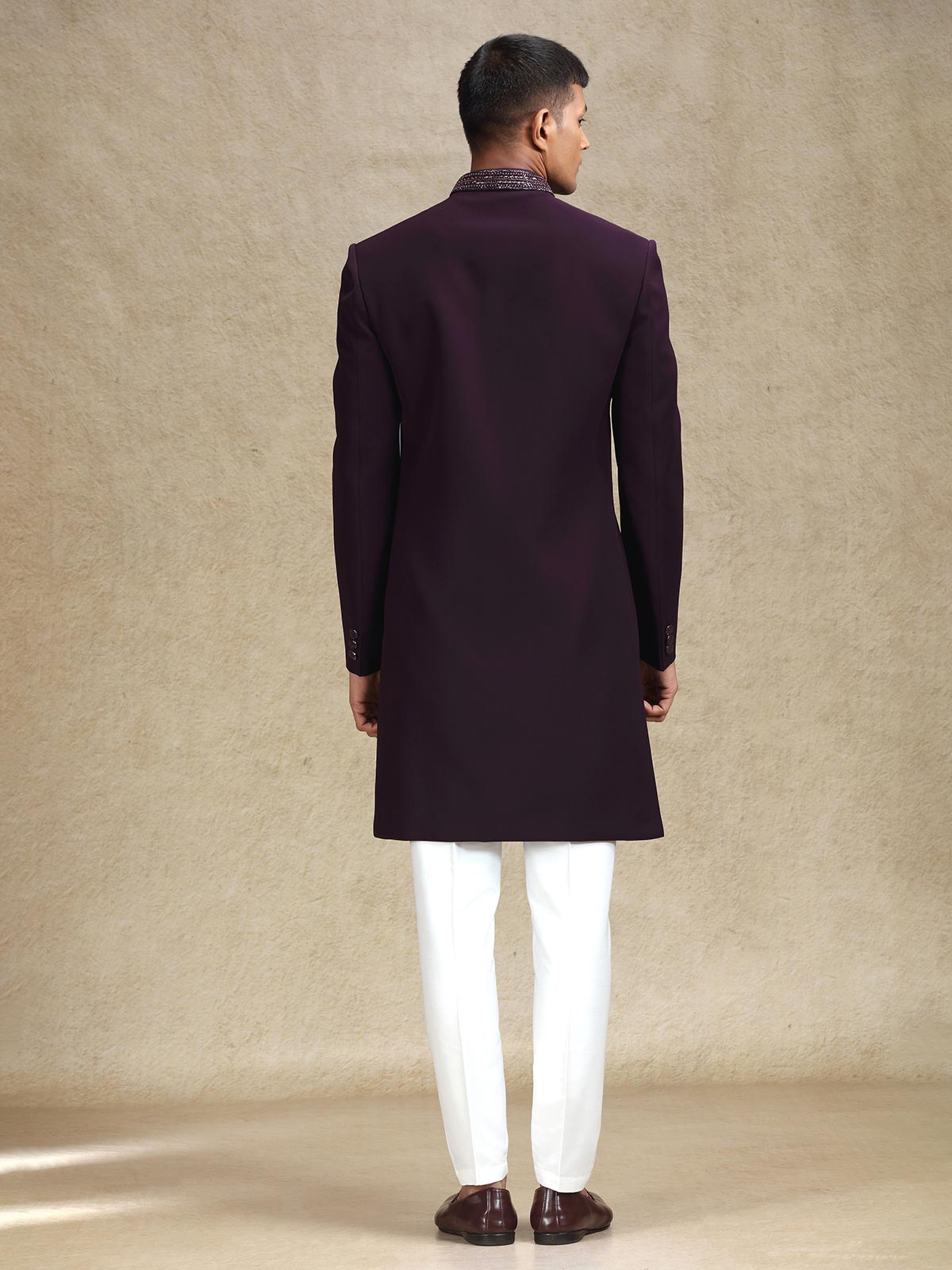 Classy wine terry rayon simple indo western