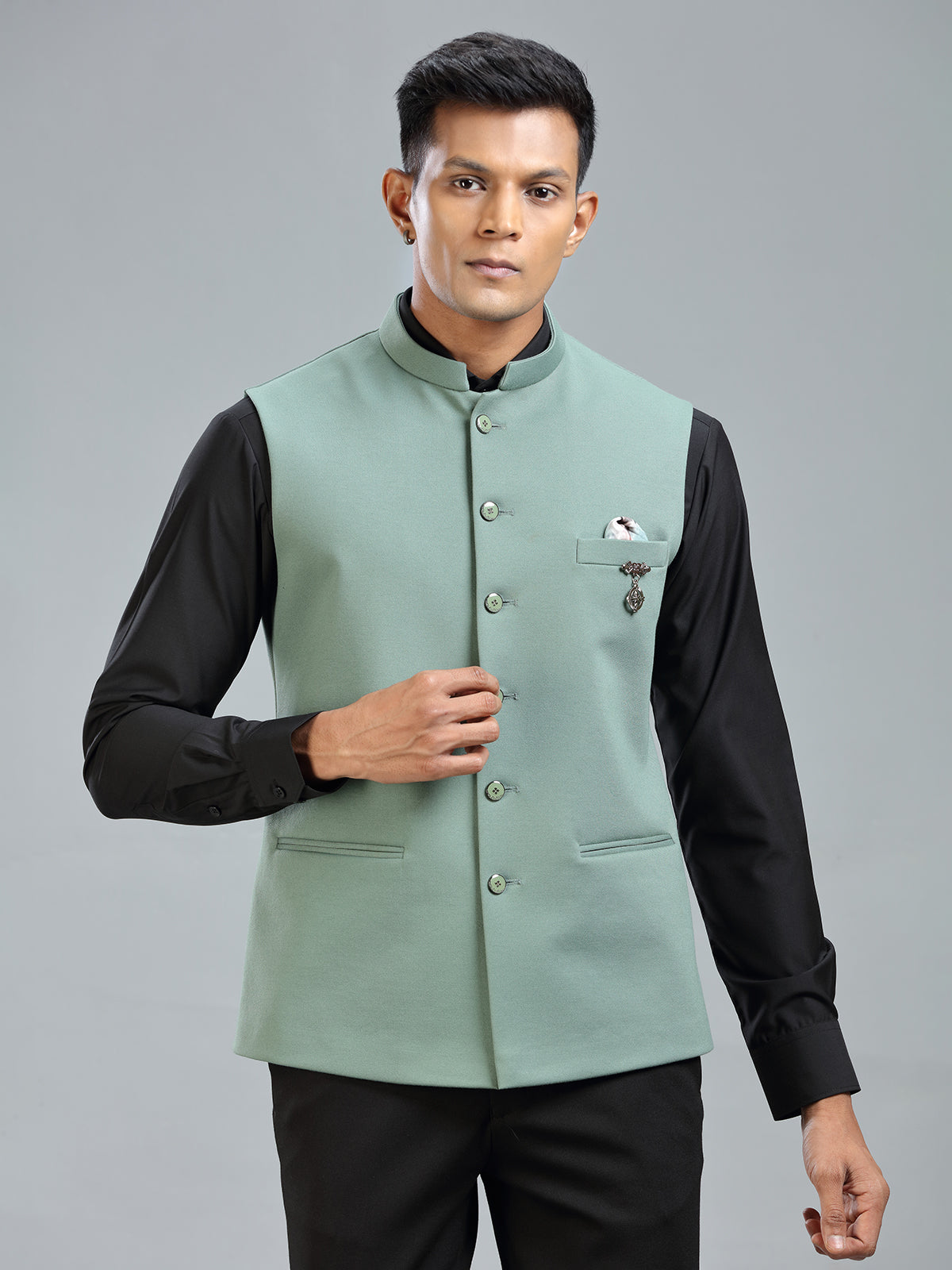 Cool and stylish pista green waistcoat for men
