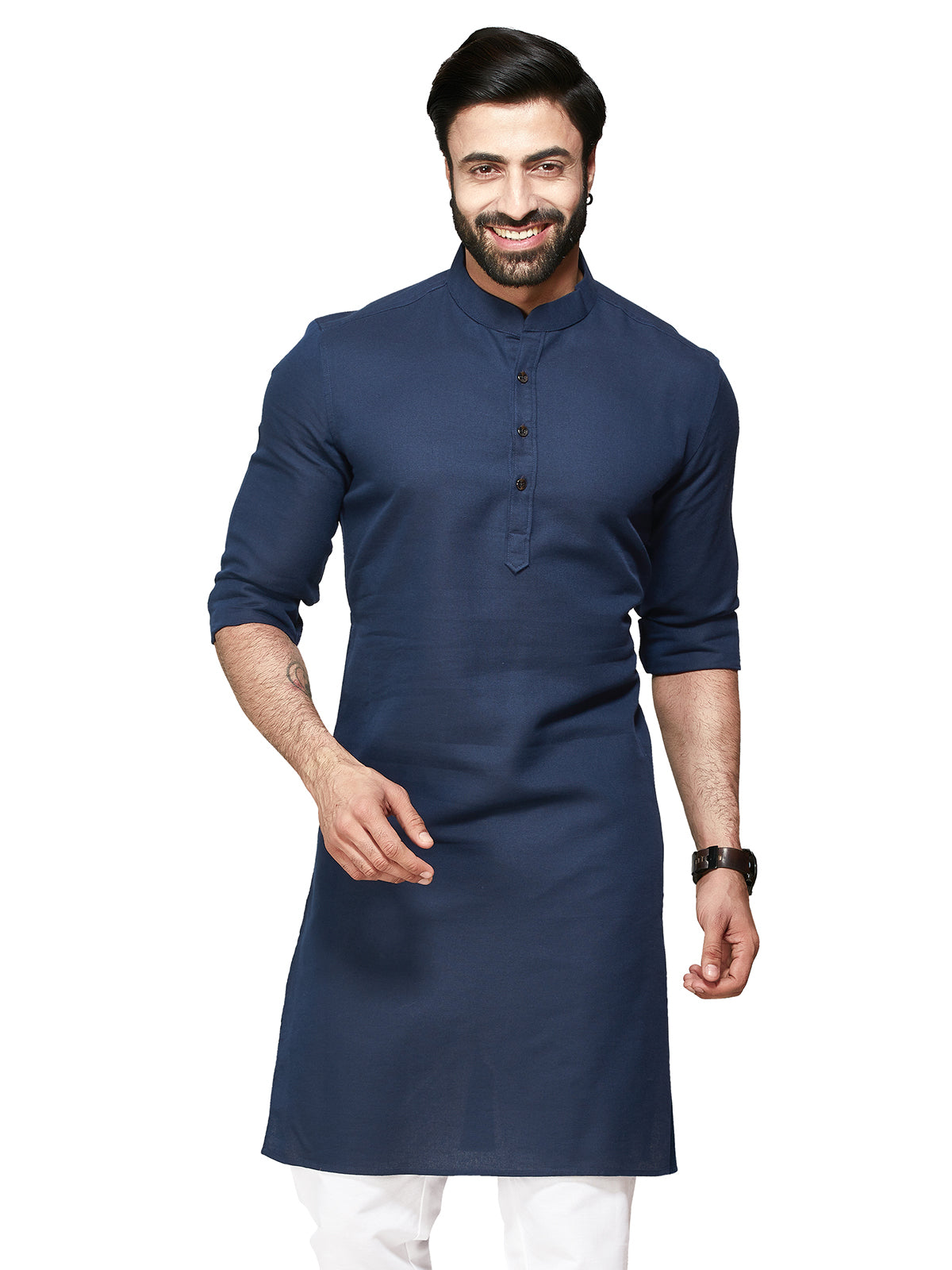Cotton navy festival kurta suit