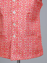Cream and green silk printed waistcoat