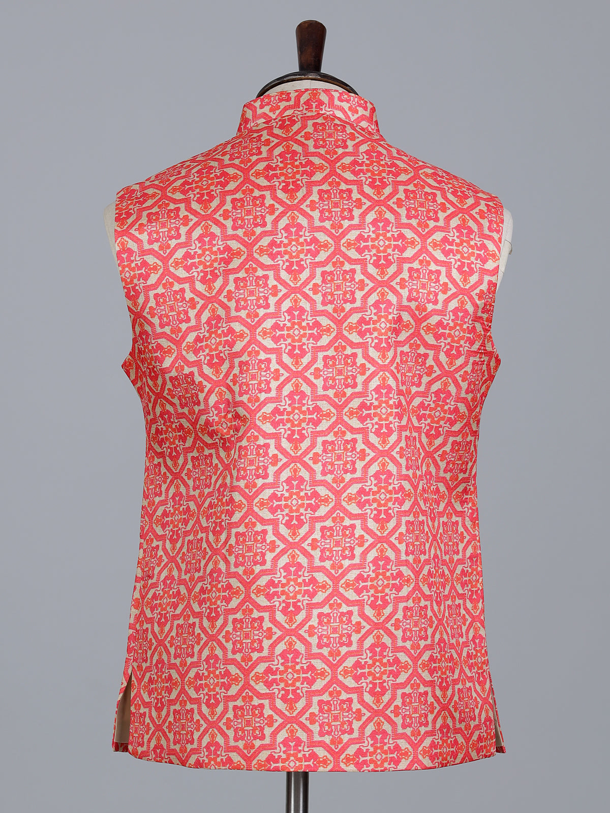 Cream and green silk printed waistcoat