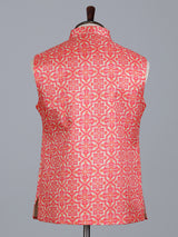 Cream and green silk printed waistcoat