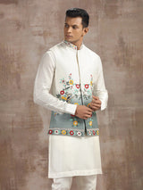 Cream and grey ombre silk waistcoat set