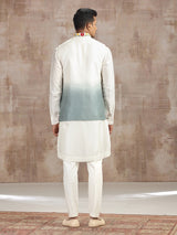 Cream and grey ombre silk waistcoat set