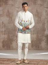 Cream and grey ombre silk waistcoat set