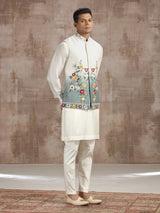 Cream and grey ombre silk waistcoat set