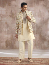 Cream cotton silk indo western with diamond work