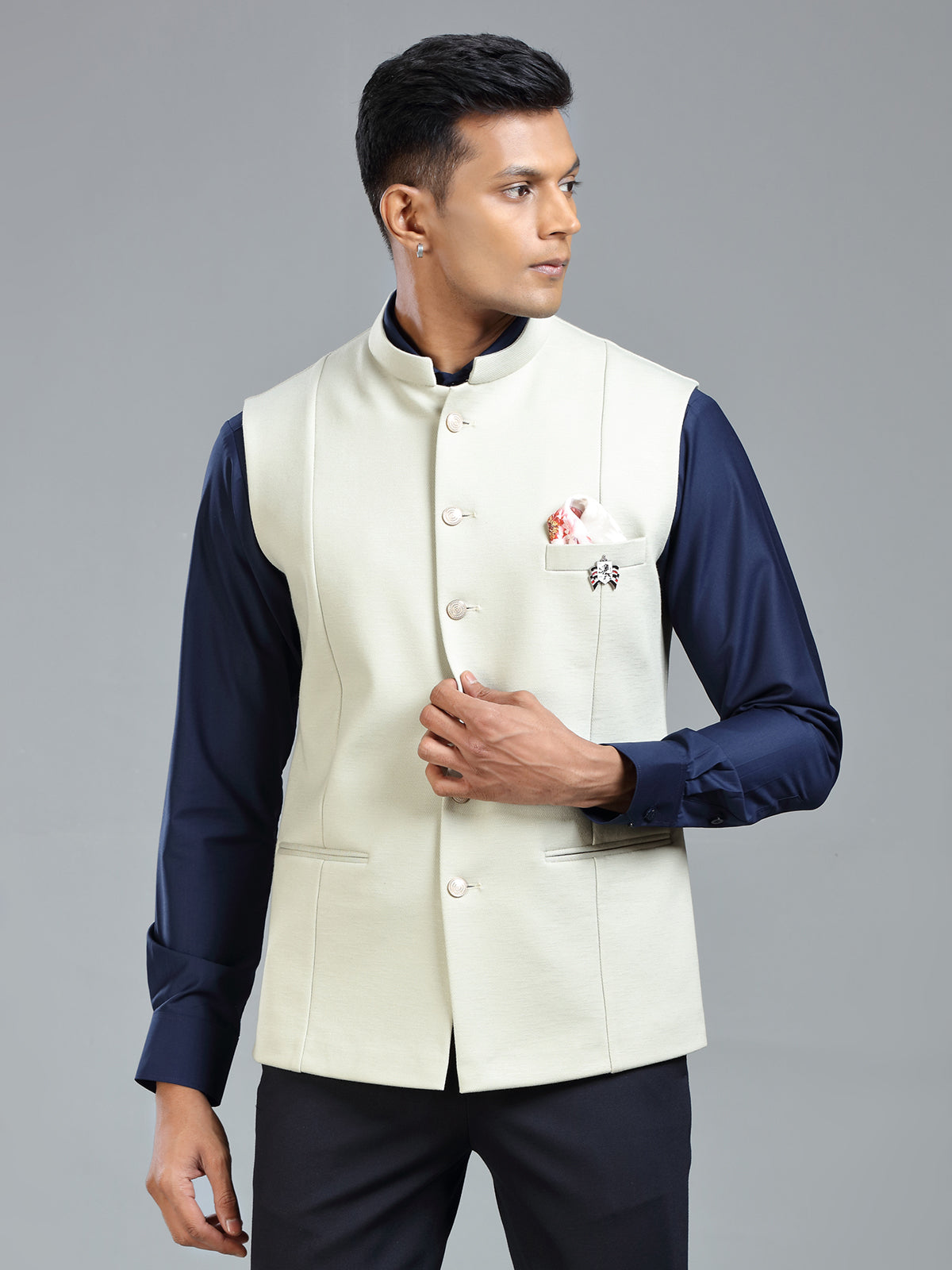 cream luxurious waistcoat for festive look