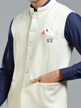 cream luxurious waistcoat for festive look