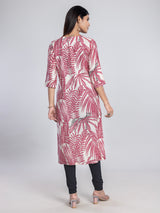 Cream printed cotton silk kurti for women