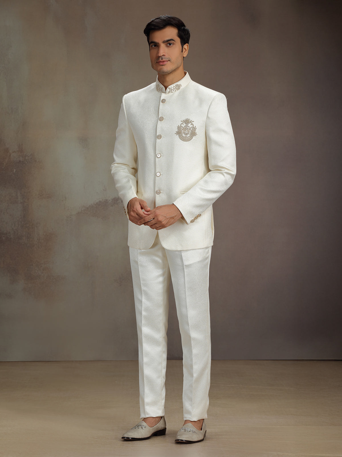 Cream silk premium jodhpuri suit