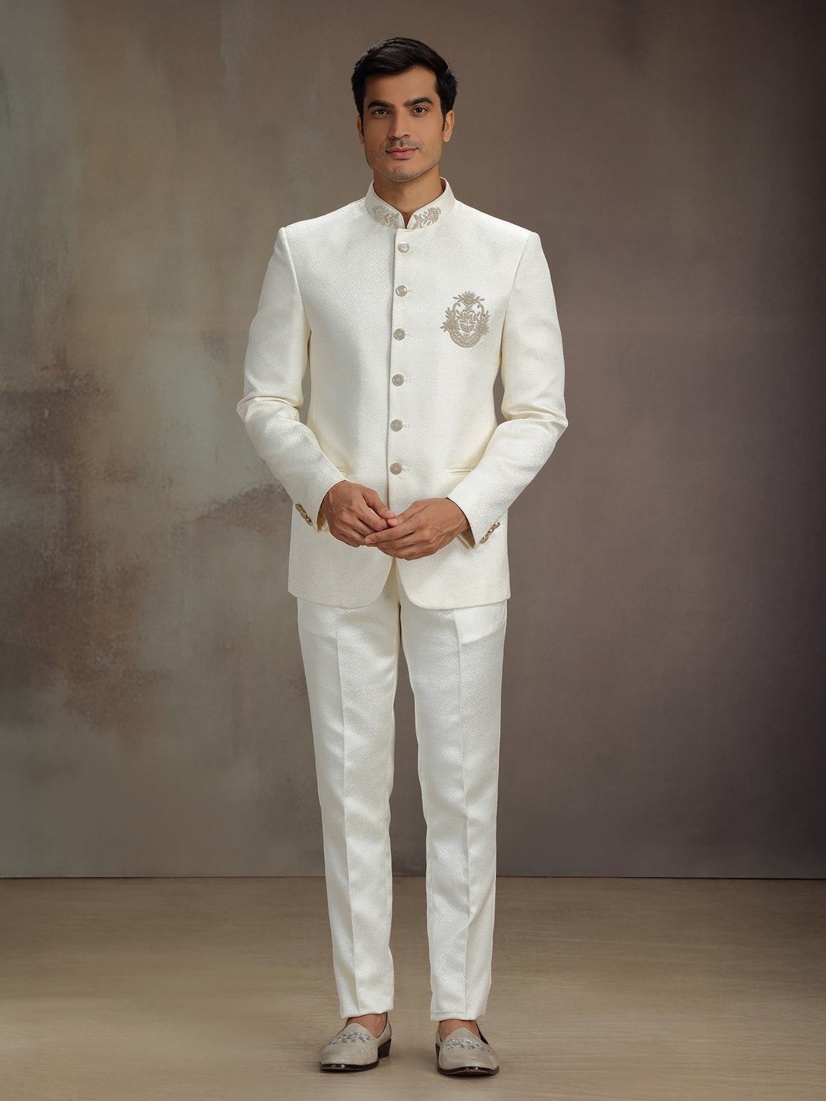 Cream silk premium jodhpuri suit