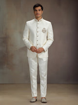 Cream silk premium jodhpuri suit