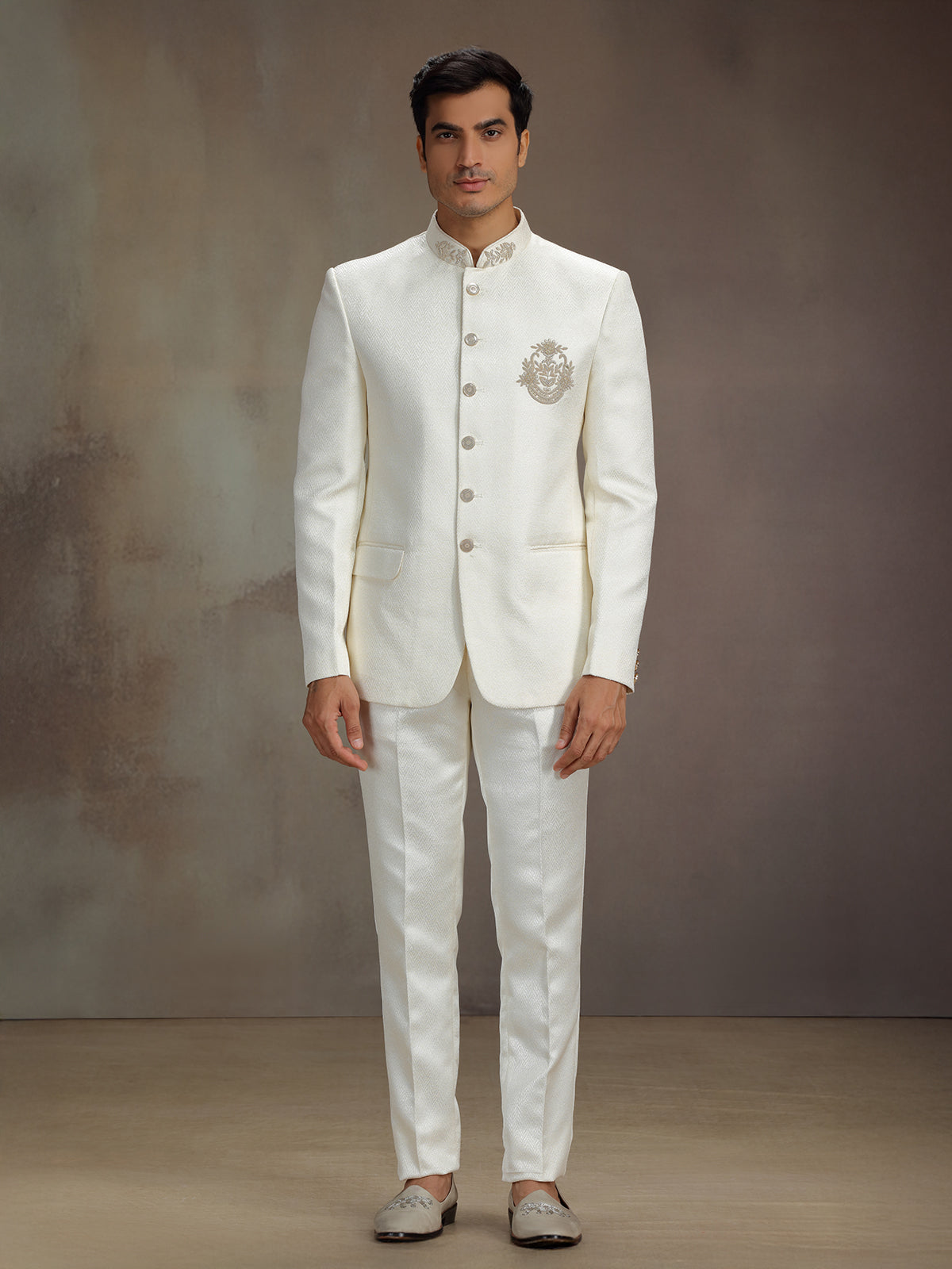 Cream silk premium jodhpuri suit