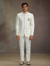 Cream silk premium jodhpuri suit