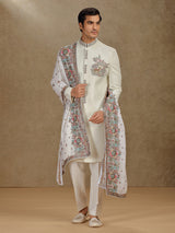 Cream terry rayon indo western with dupatta