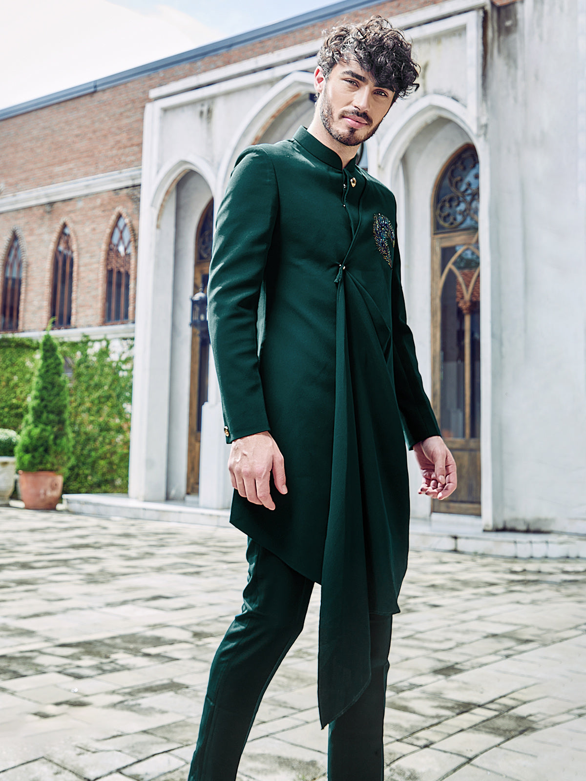 green indo western dress men Dark terry rayon indowestern for reception – G3+Fashion dark green indo western men