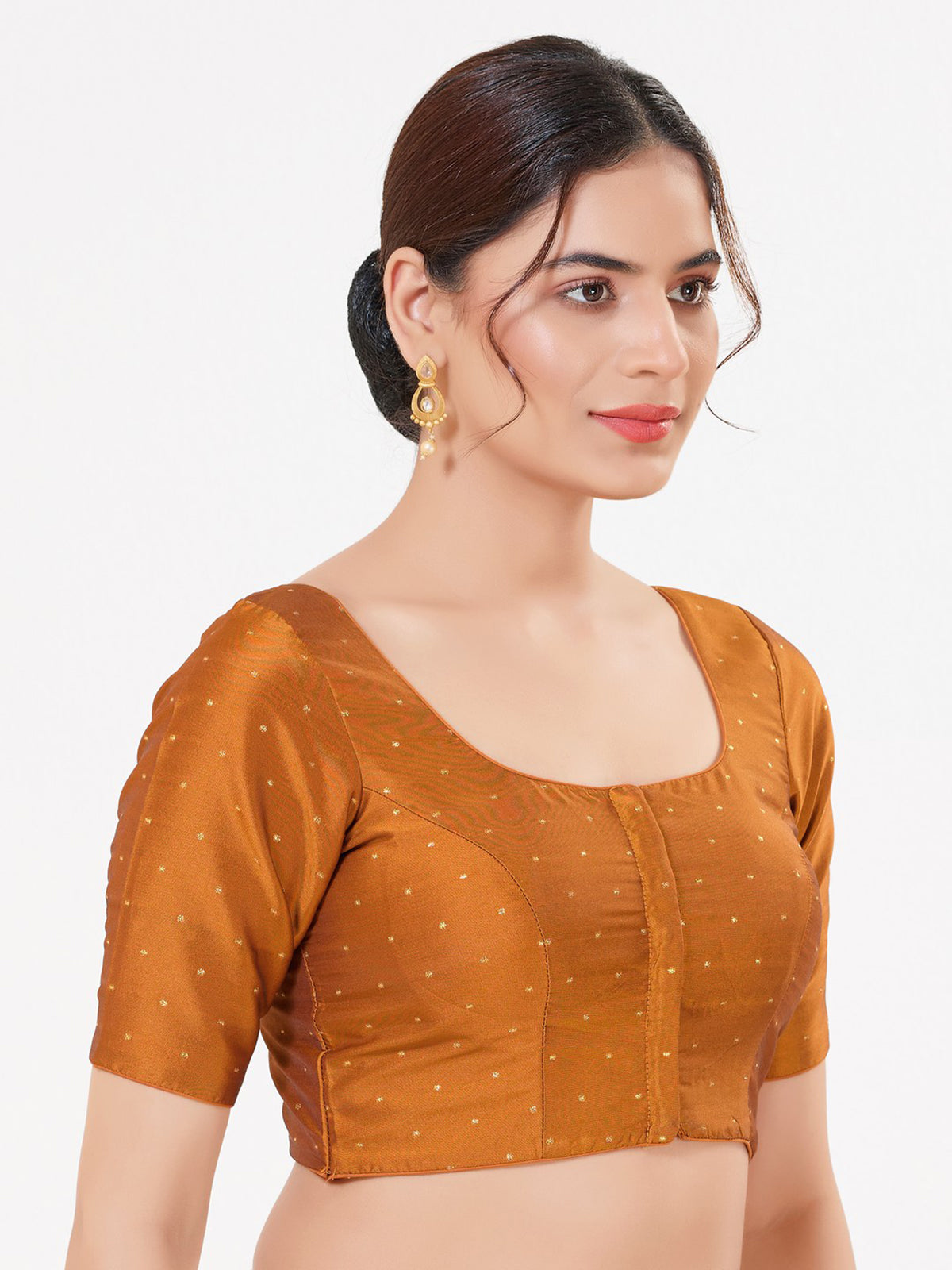Dark mustard tafeta silk zari work blouse