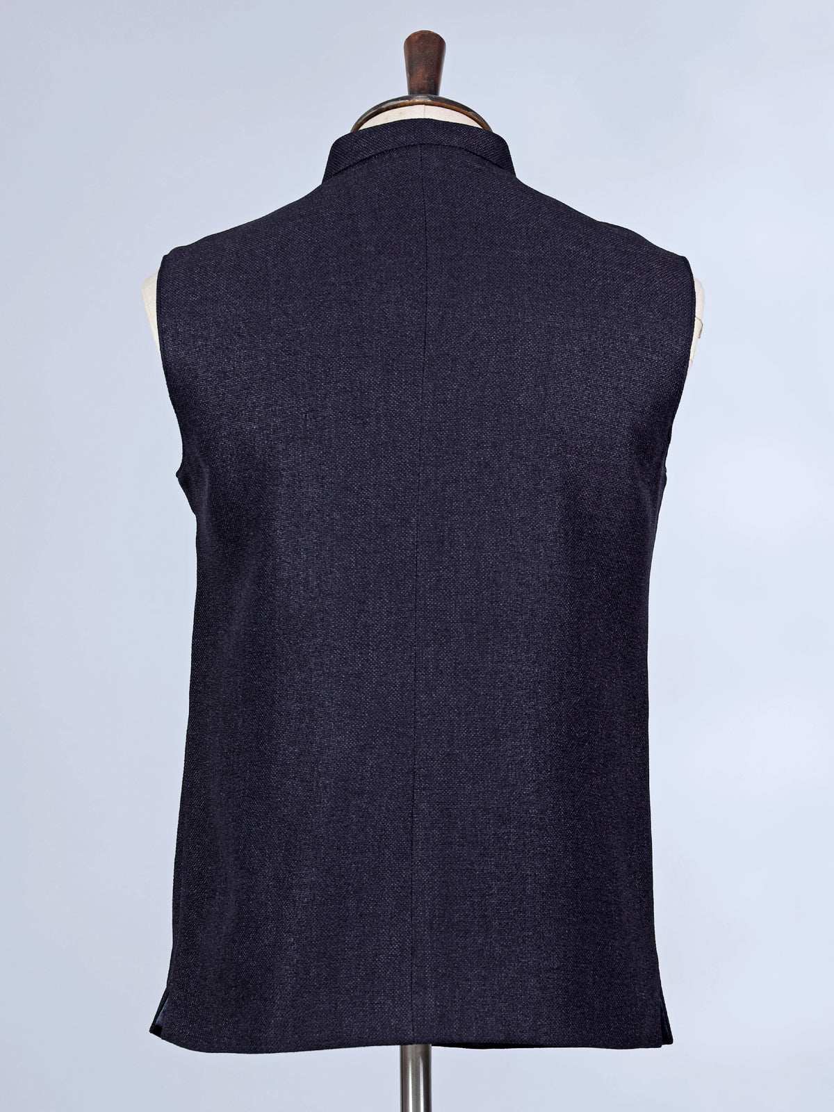 Dark navy plain cotton silk waistcoat