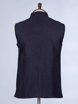 Dark navy plain cotton silk waistcoat