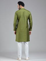Dark olive simple festive wear kurta with pajama