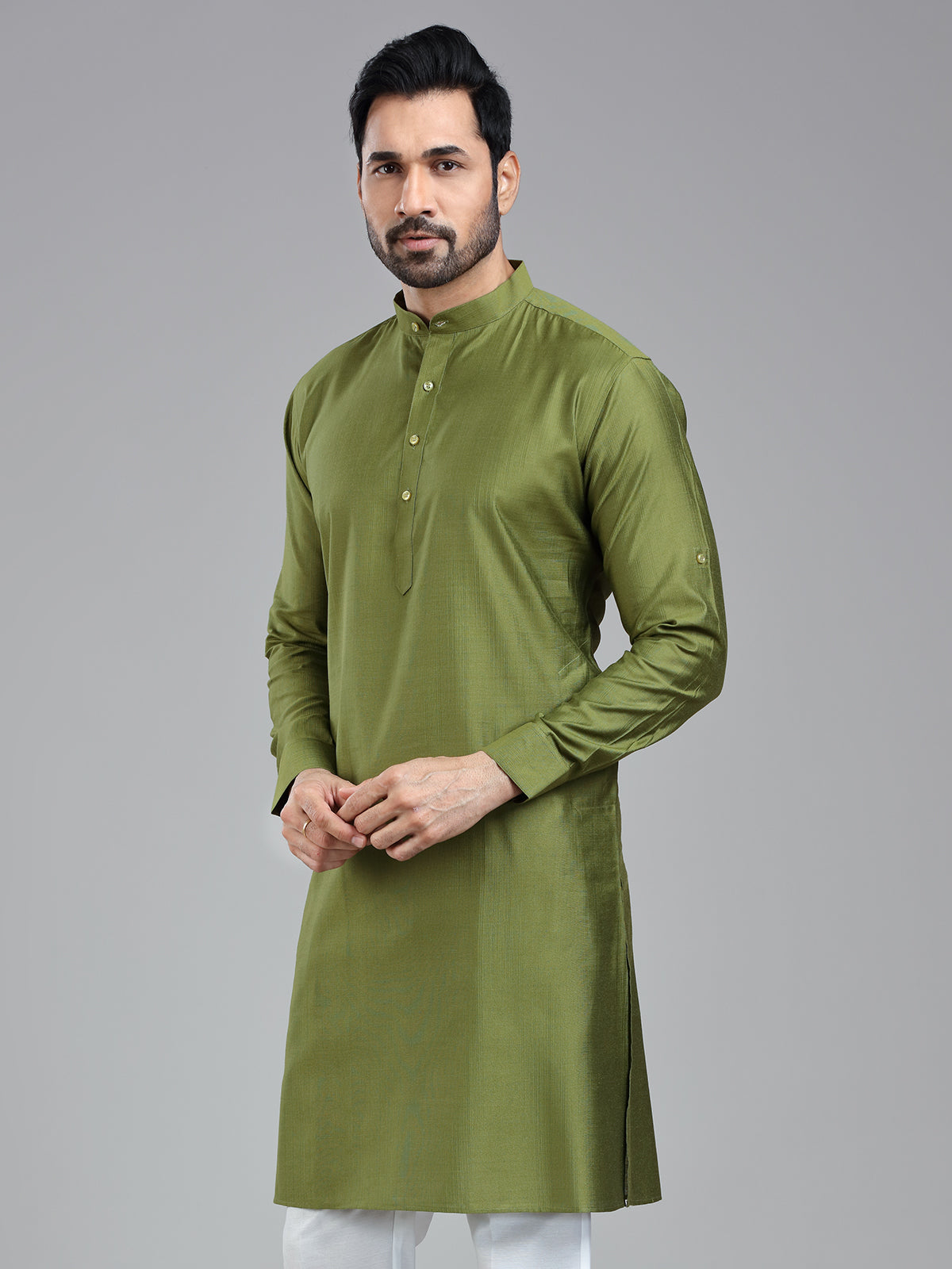 Dark olive simple kurta for festive wear