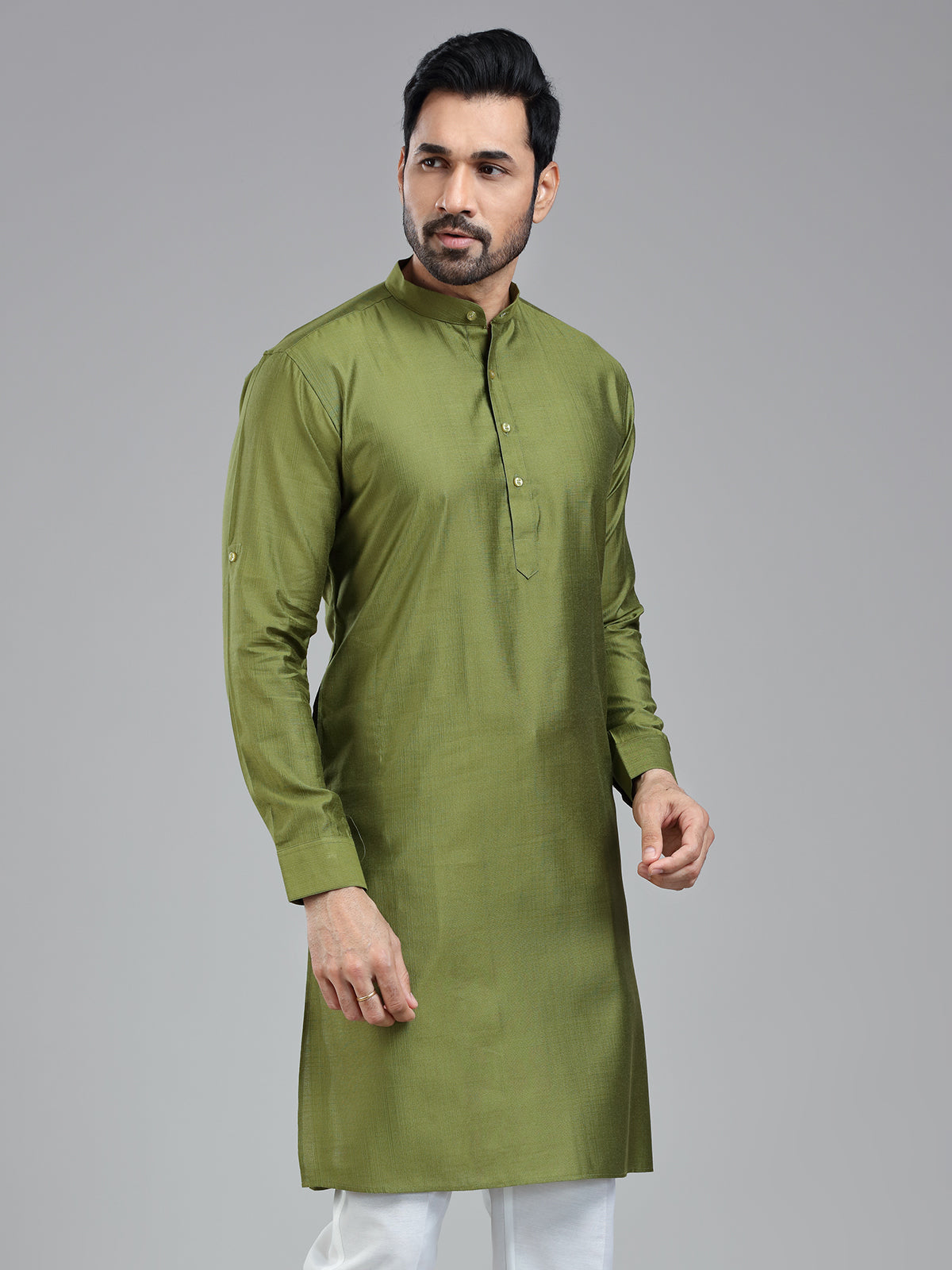 Dark olive simple kurta for festive wear