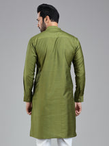 Dark olive simple kurta for festive wear