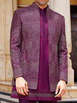 Dark purple luxurious indo western for men