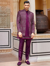 Dark purple luxurious indo western for men
