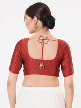 Dark red tafeta silk zari celebration blouse