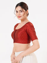 Dark red tafeta silk zari celebration blouse
