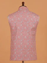 Deep pink embroidery cotton waistcoat for men