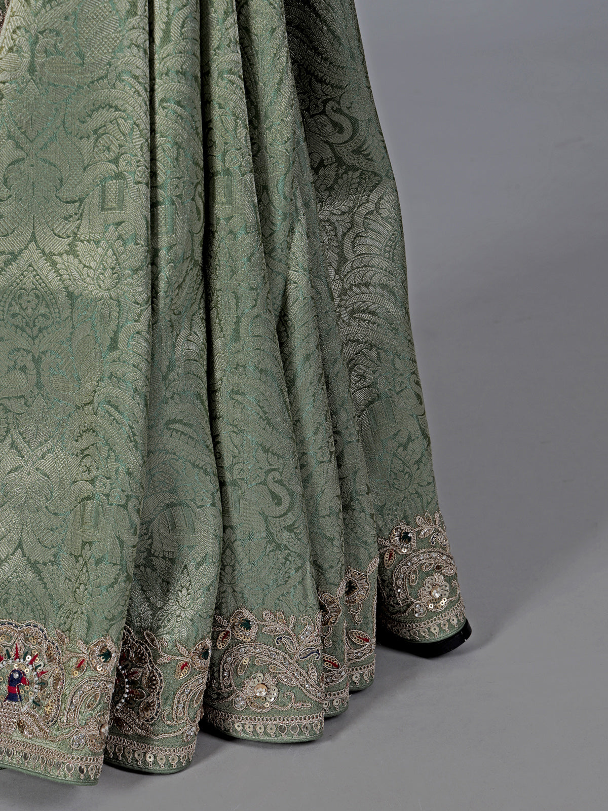 Designer pista green tissue silk saree